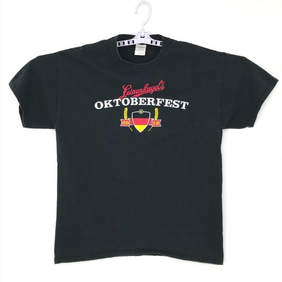 Leinenkugel's Oktoberfest Mens Shirt Large Black 2012 Short Sleeve Leinie's - Picture 1 of 12